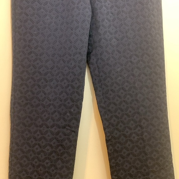 Theory Black Embroidery Diamond Pattern Tapered Tailored Wardrobe Staple Pants 2 - Picture 6 of 17